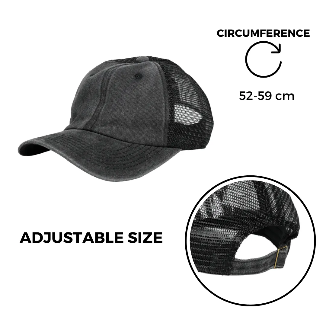 Chokore Denim Baseball Cap with Mesh Detailing (Black)