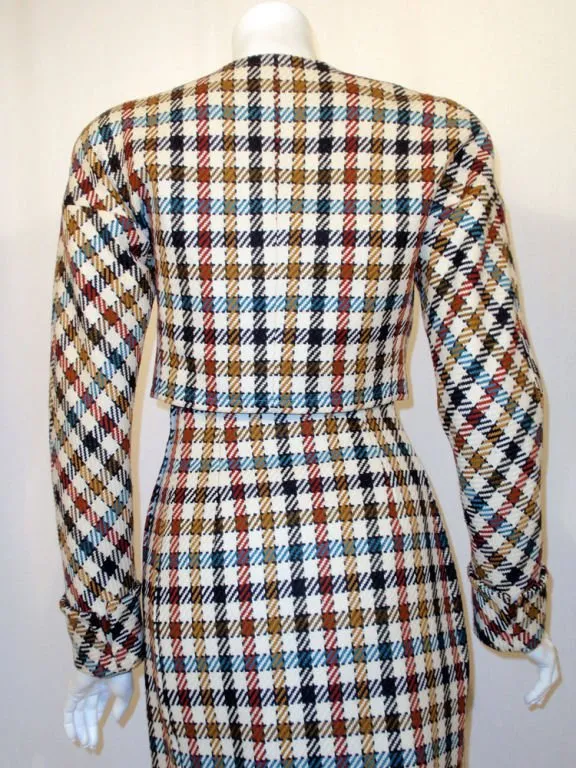 CHRISTIAN LACROIX 2 pc Houndstooth Wool Skirt Suit