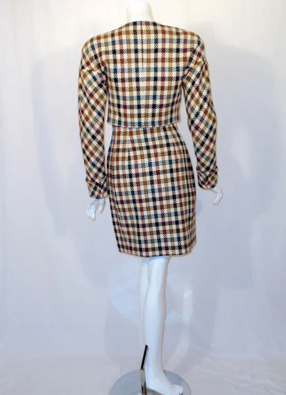 CHRISTIAN LACROIX 2 pc Houndstooth Wool Skirt Suit