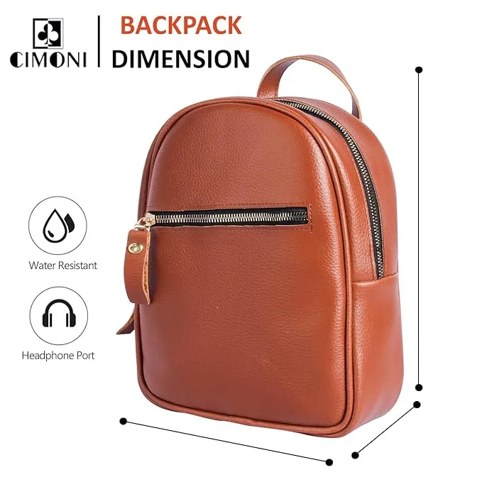 CIMONI® Vegan Leather Mini Backpack for Women Purse Multipurpose Travel Bag Fashion Casual Sling Bag with Adjustable Straps (Color - Brown)