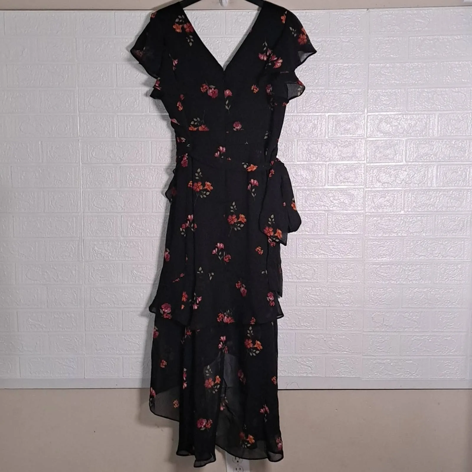 CITY CHIC Bloom Floral Wrap Maxi Dress in Black