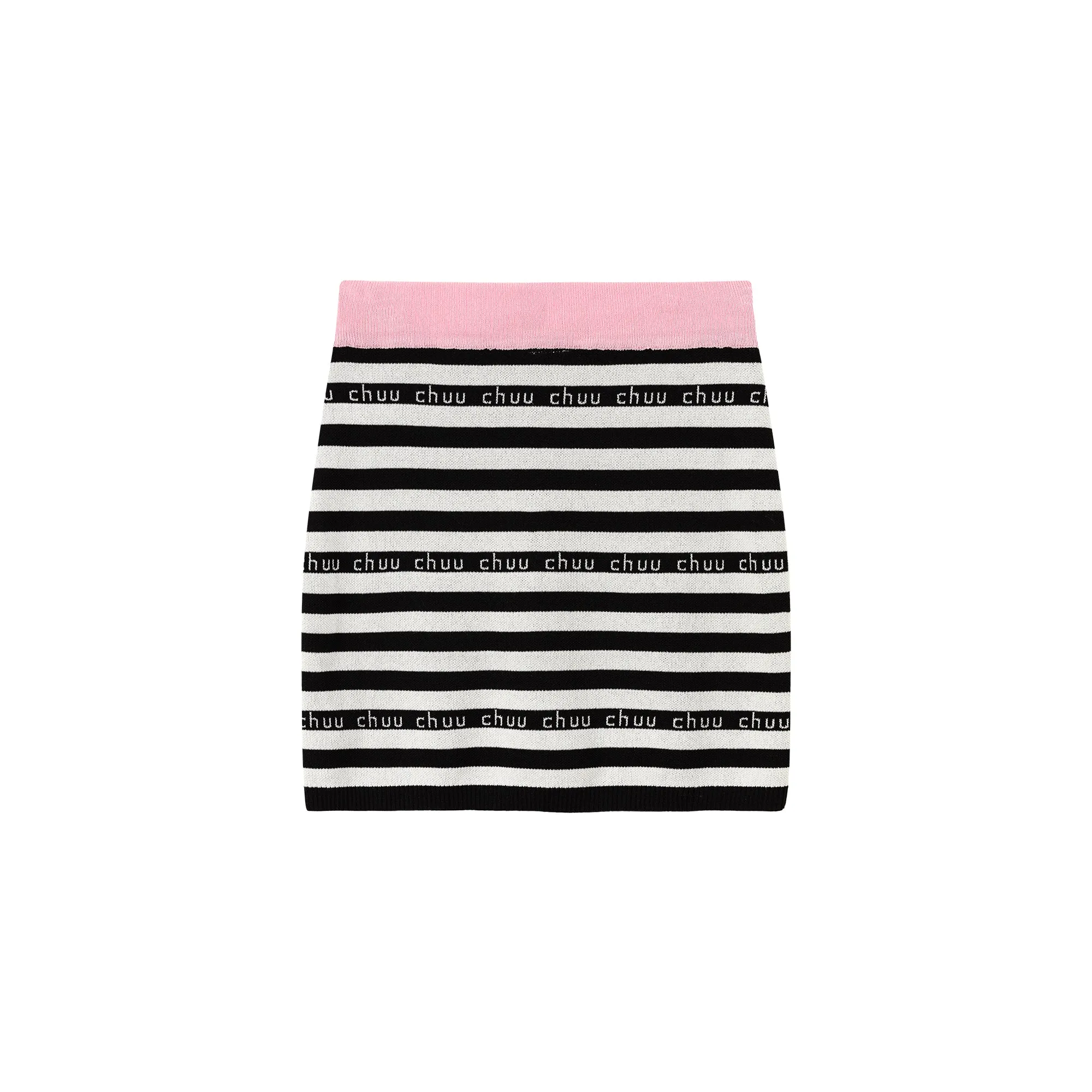 Color Banded String Chuu Lettering Striped Skirt