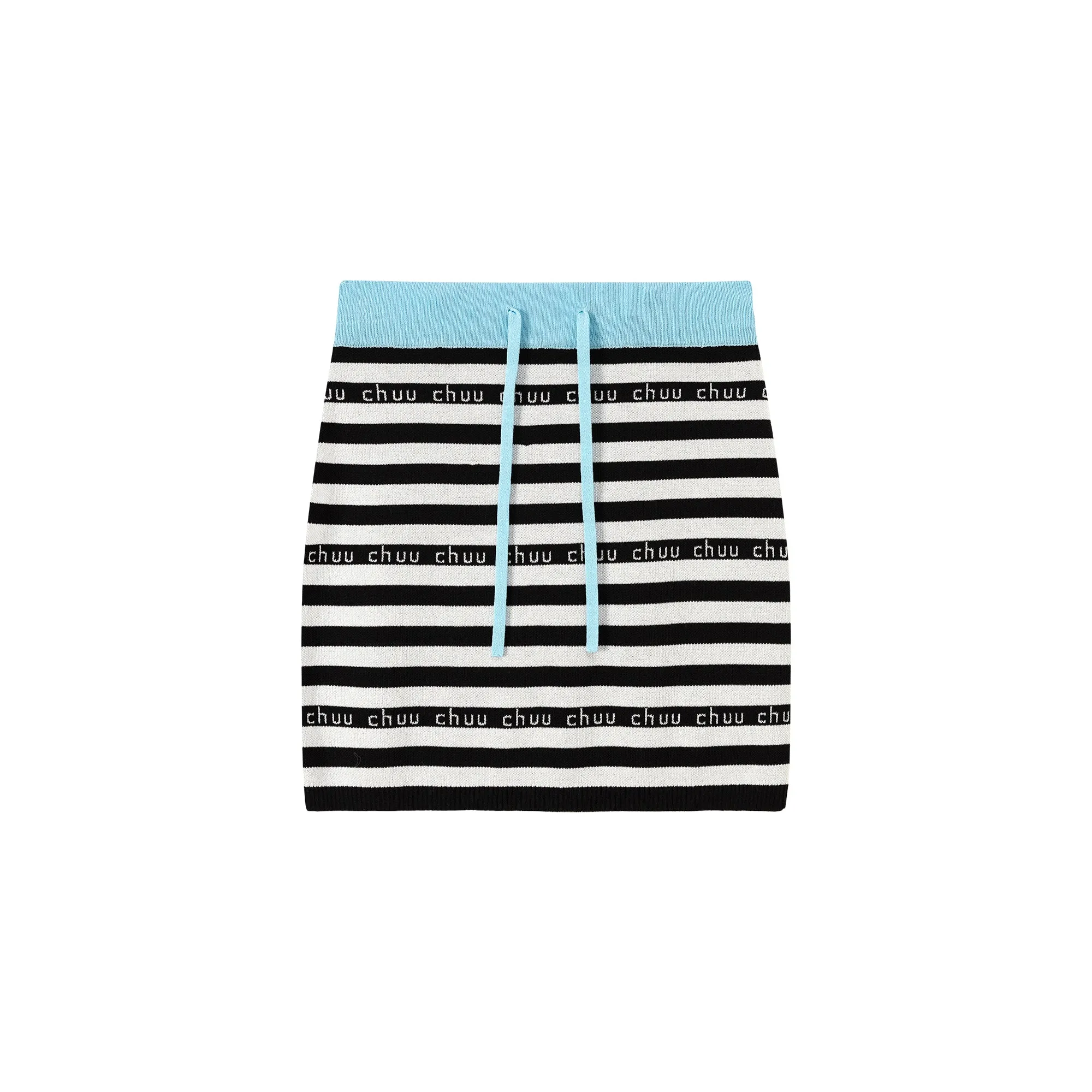 Color Banded String Chuu Lettering Striped Skirt