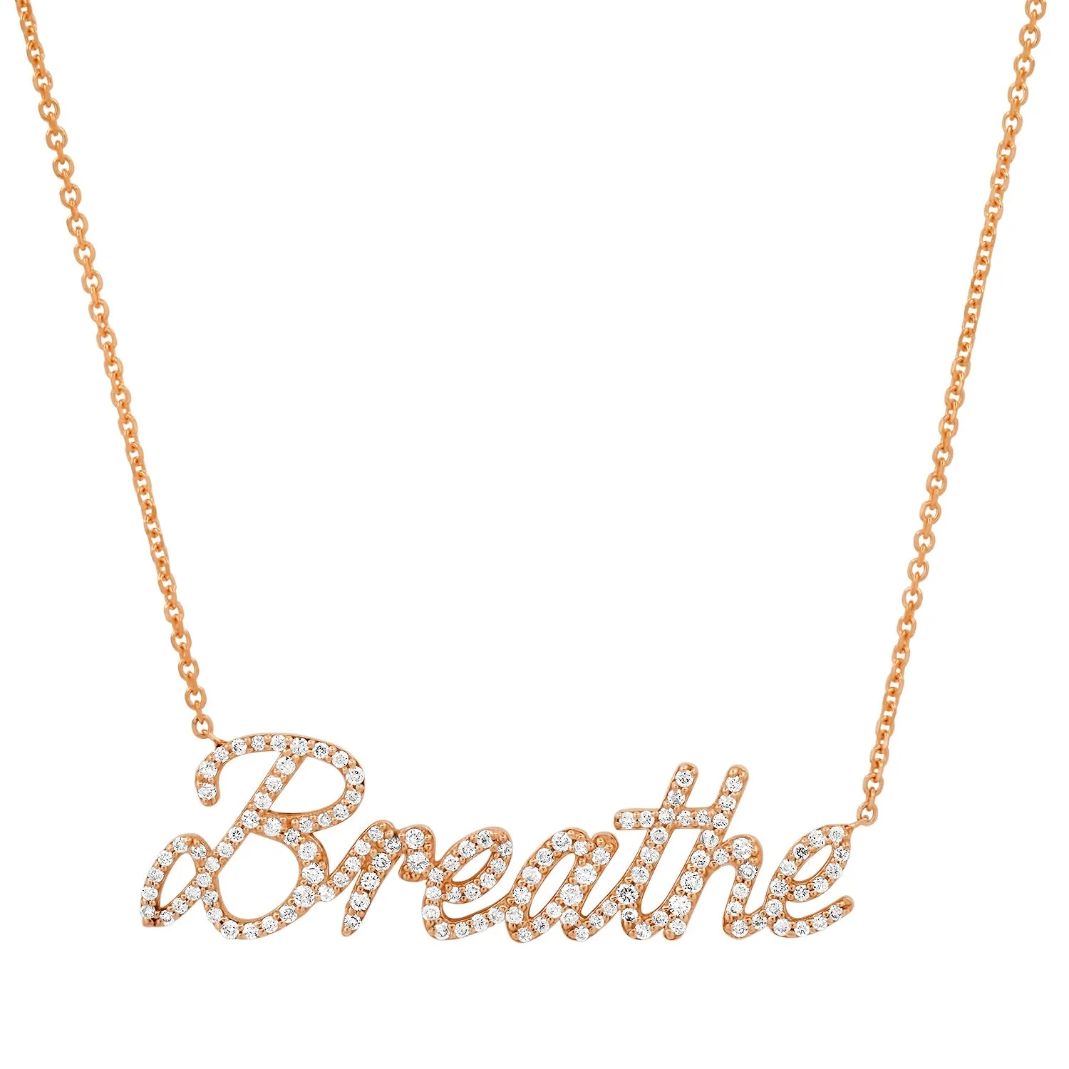 Custom Diamond Script Nameplate Necklace