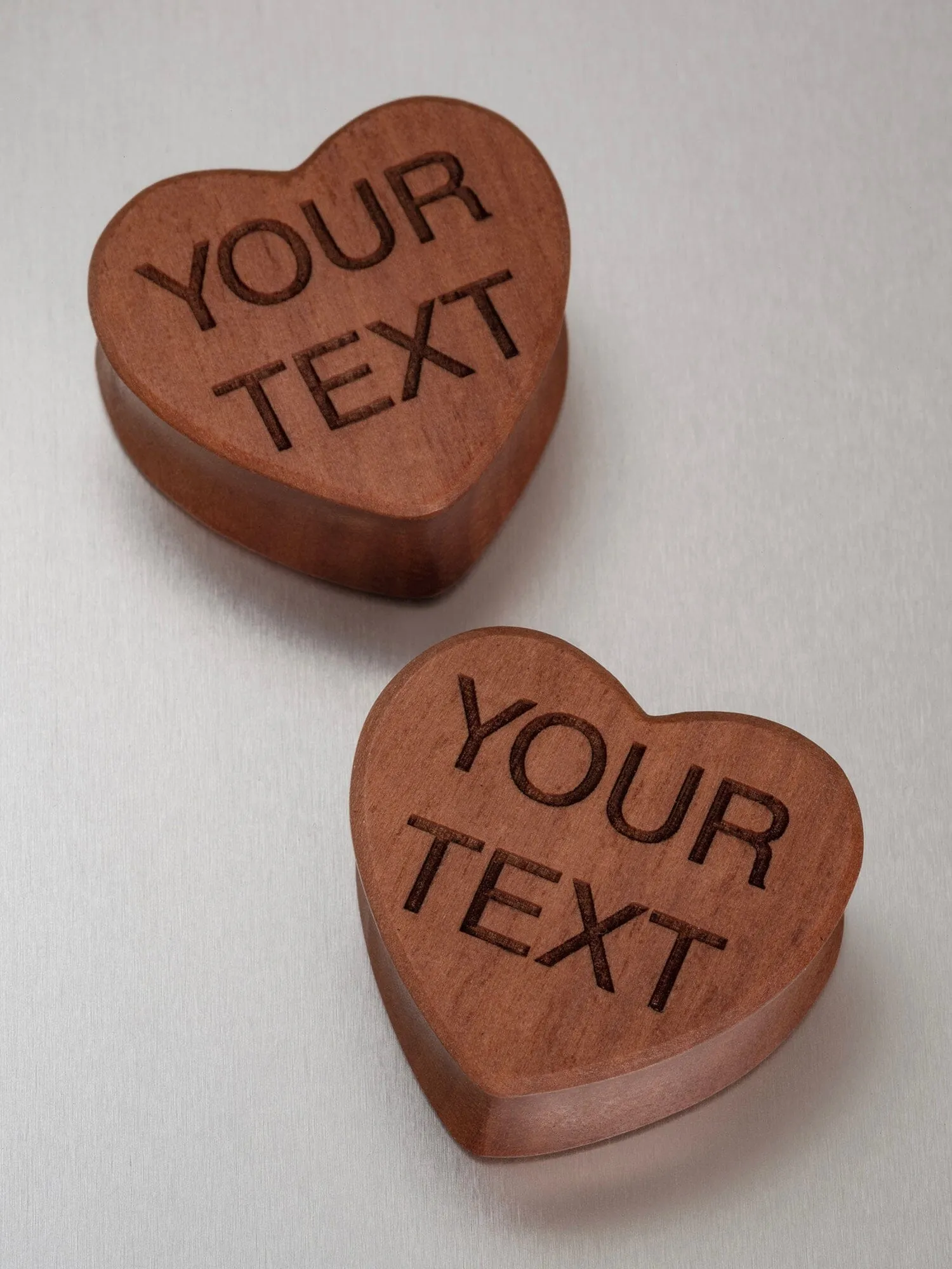 Custom Engraved Cherry Wood Conversation Heart Plugs