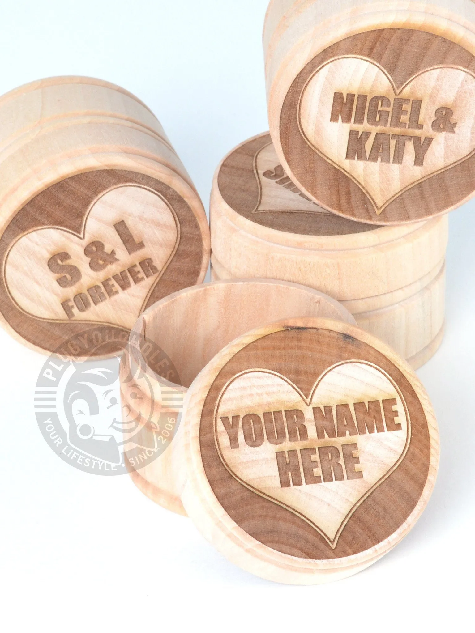 Custom Heart Engraved Plug Box