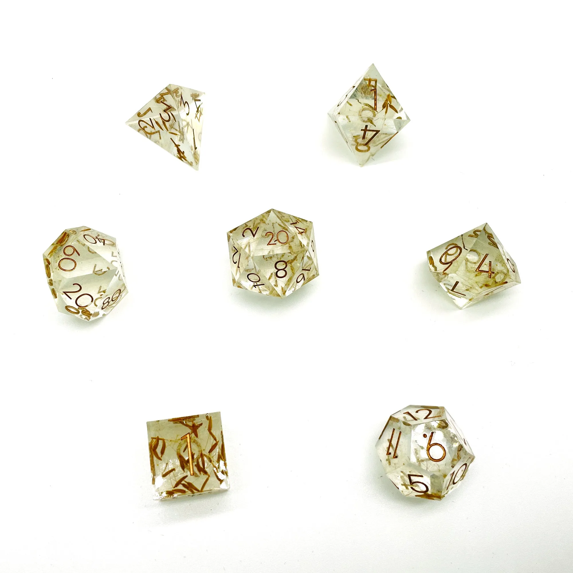 Dandelion Wishes Sharp Edge Resin 7pc Dice Set