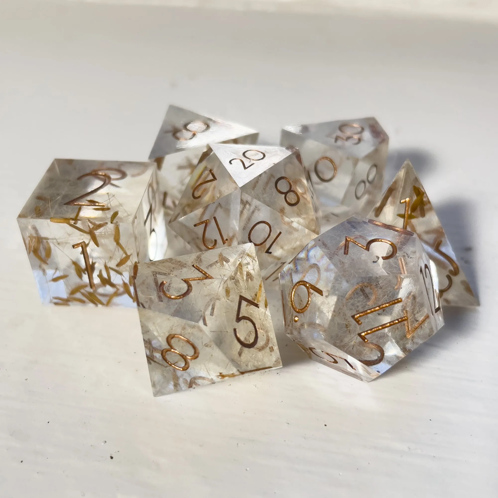 Dandelion Wishes Sharp Edge Resin 7pc Dice Set