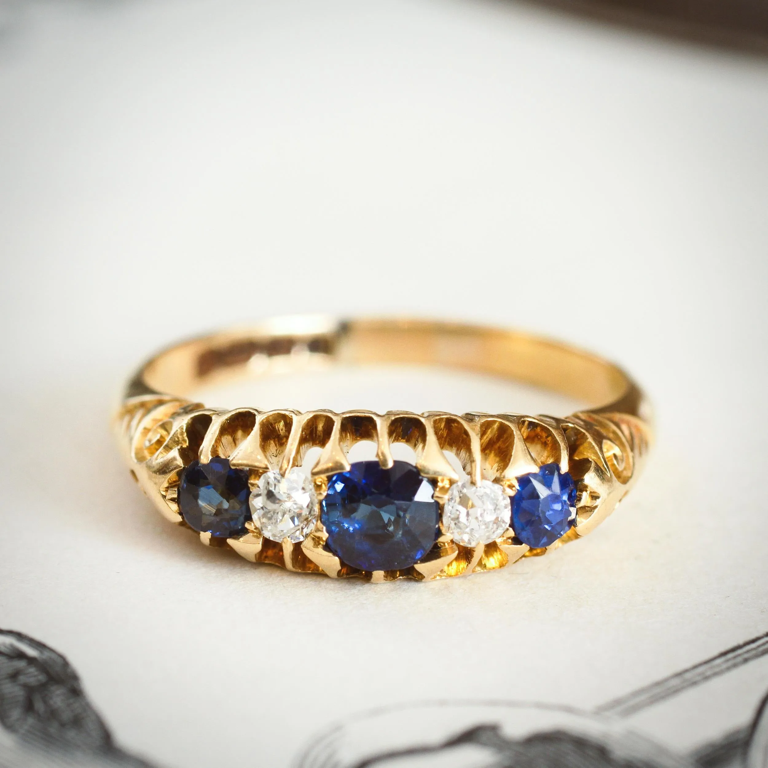 Date 1904 Sapphire & Diamond Engagement Ring