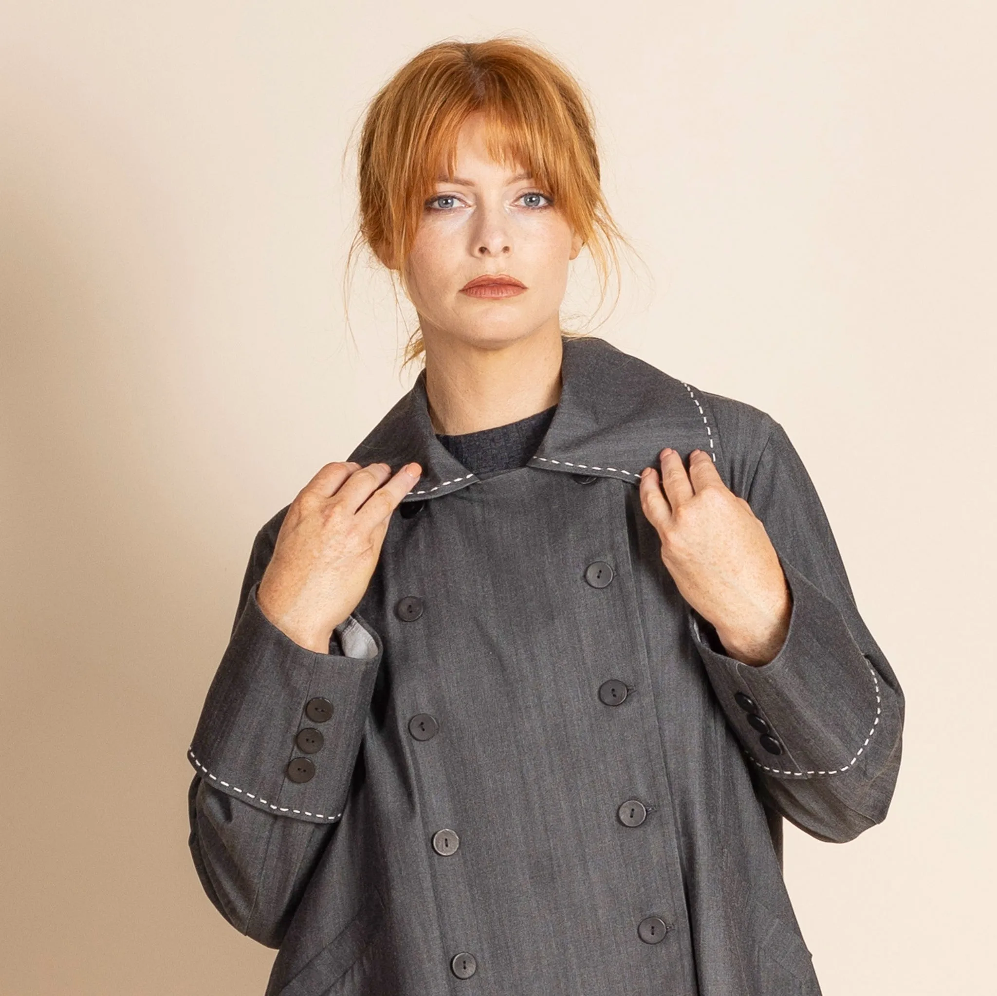 denim swing coat