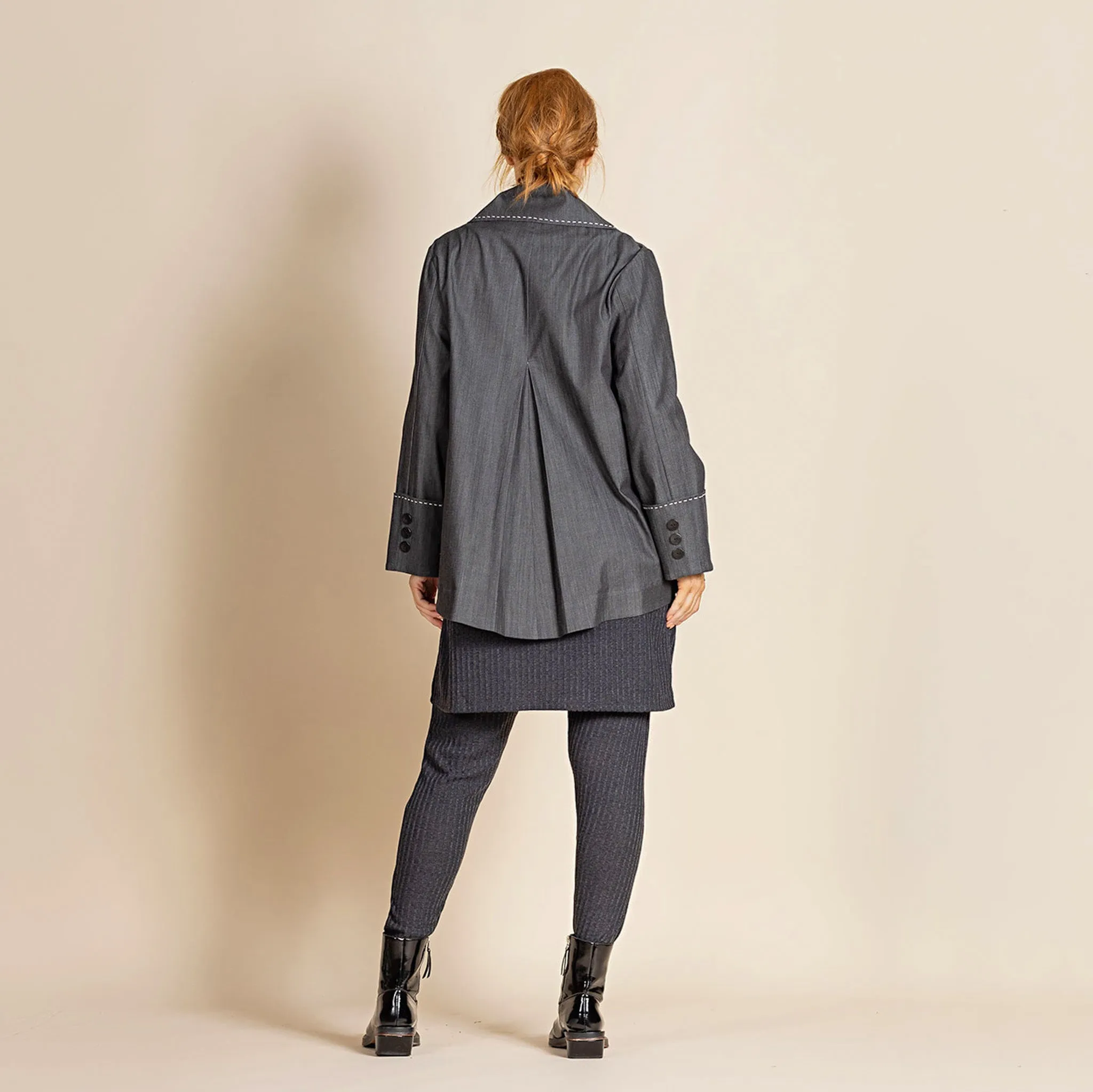 denim swing coat