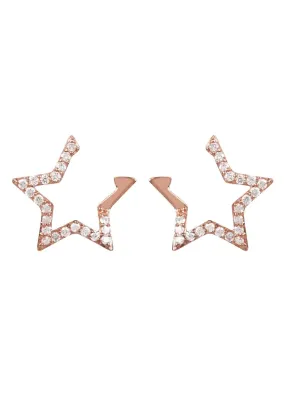 Diamond Open Star Earrings Rosegold