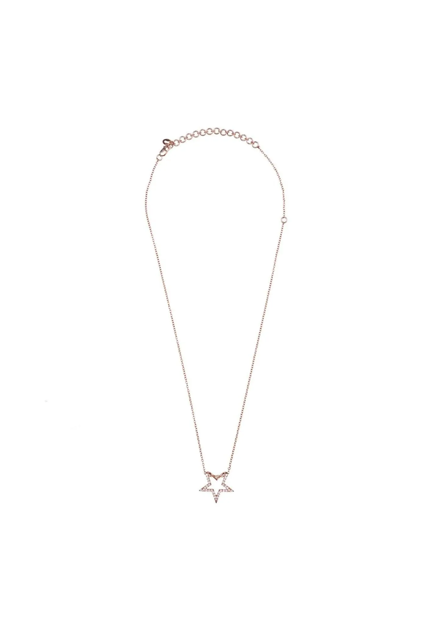 Diamond Open Star Pendant Necklace Rosegold