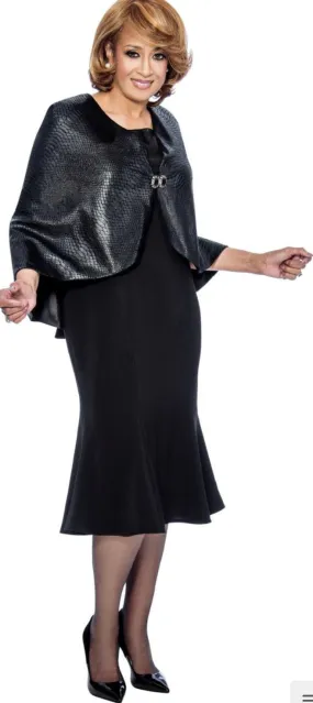 Dorinda Clark Lacquered Jacquard Cape Dress