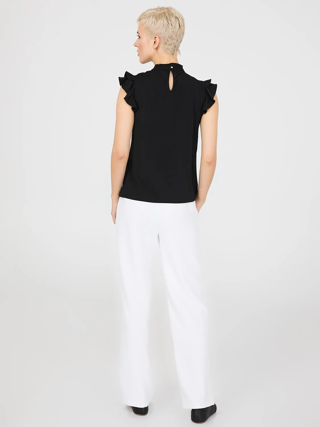 Double Ruffle Embroidered Top