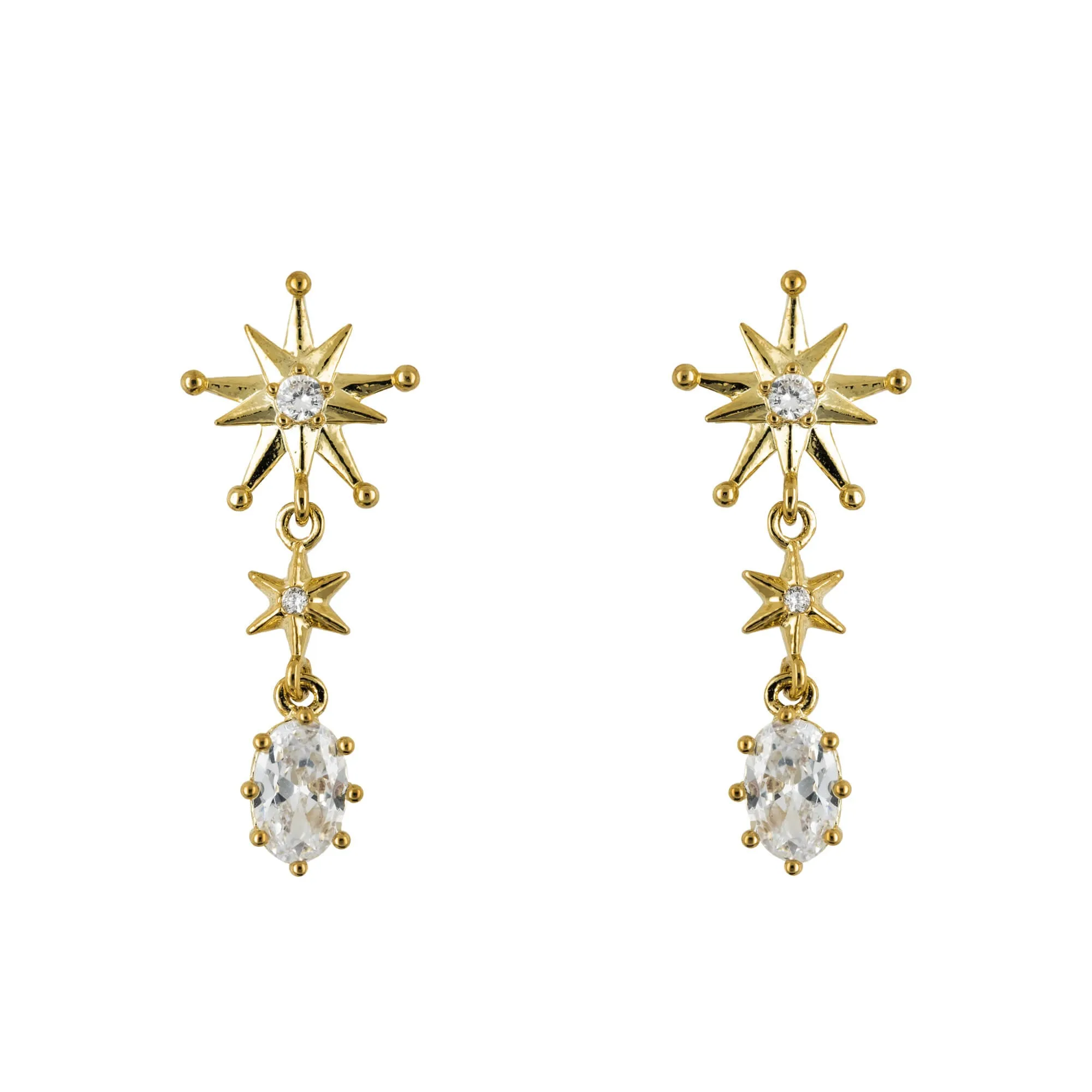 Drop Earring Diamante Evening Star Gold