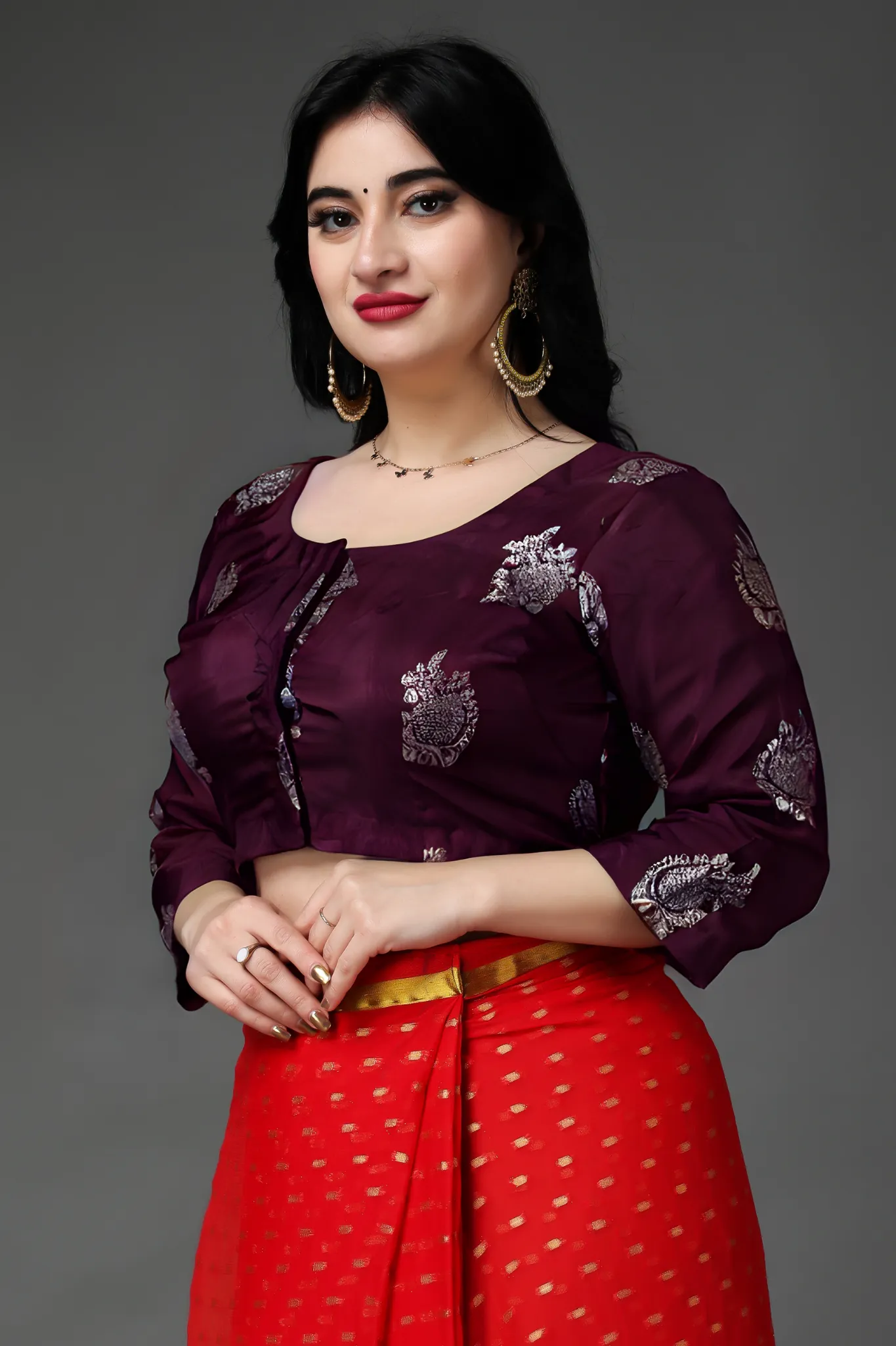 Elegant Wine Silk Blouse