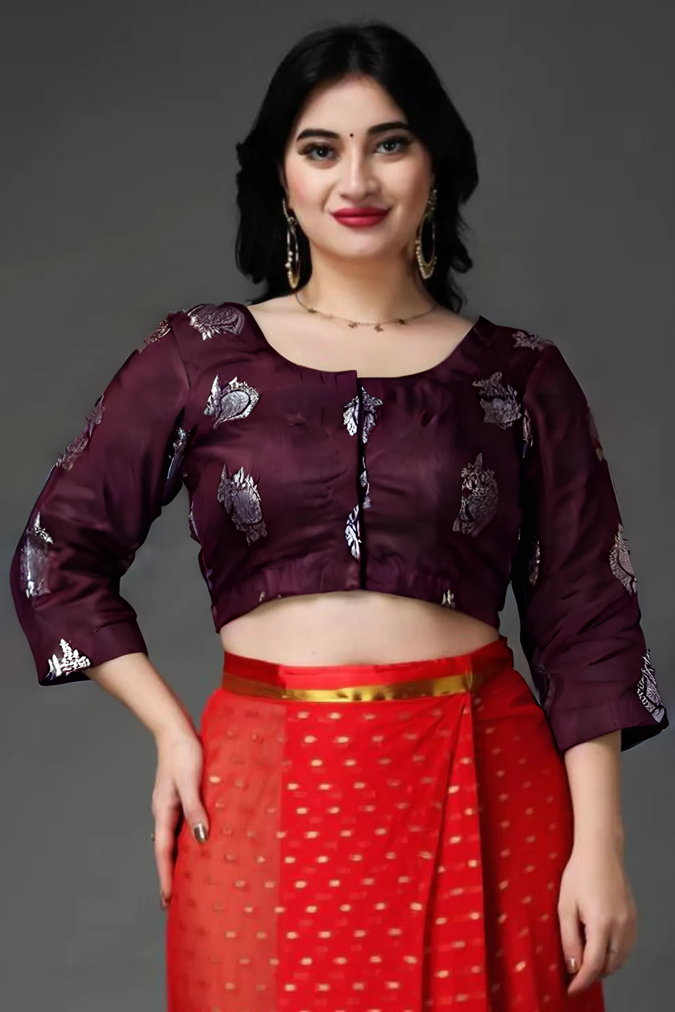 Elegant Wine Silk Blouse