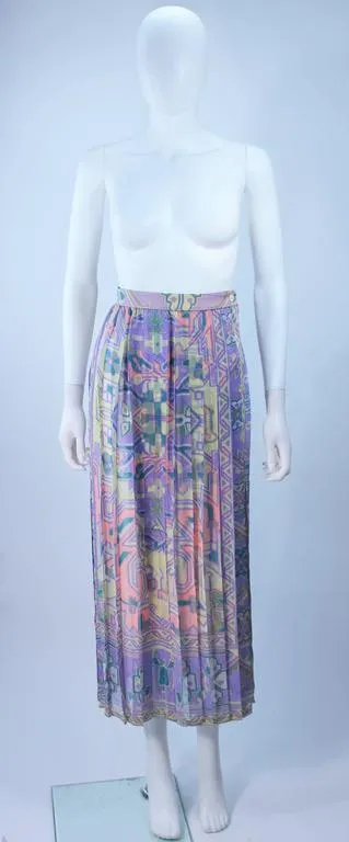 EMANUEL UNGARO Sheer Patterned Pleated Skirt Size 4