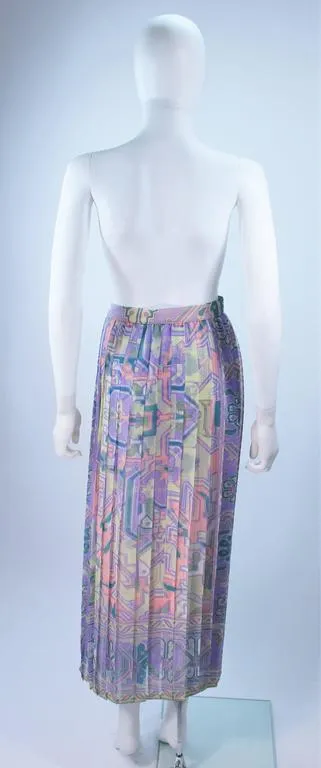 EMANUEL UNGARO Sheer Patterned Pleated Skirt Size 4