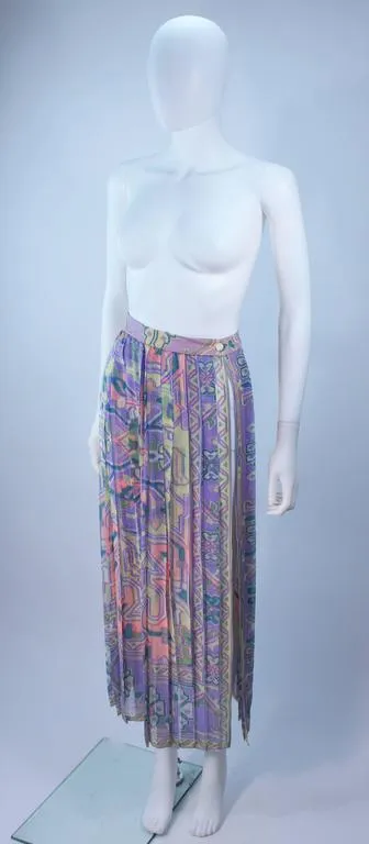 EMANUEL UNGARO Sheer Patterned Pleated Skirt Size 4