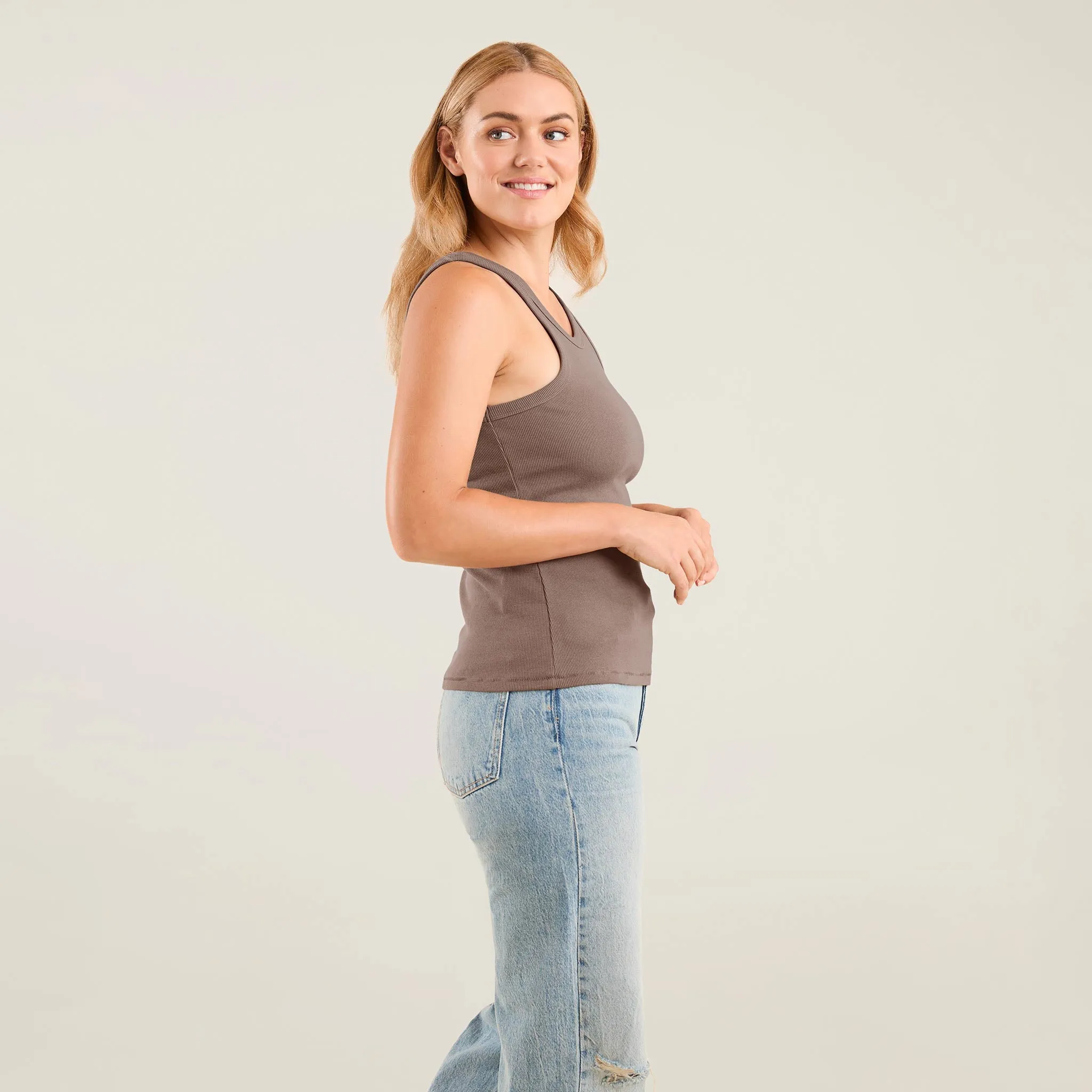 Essential Rib Tank Top | Mocha