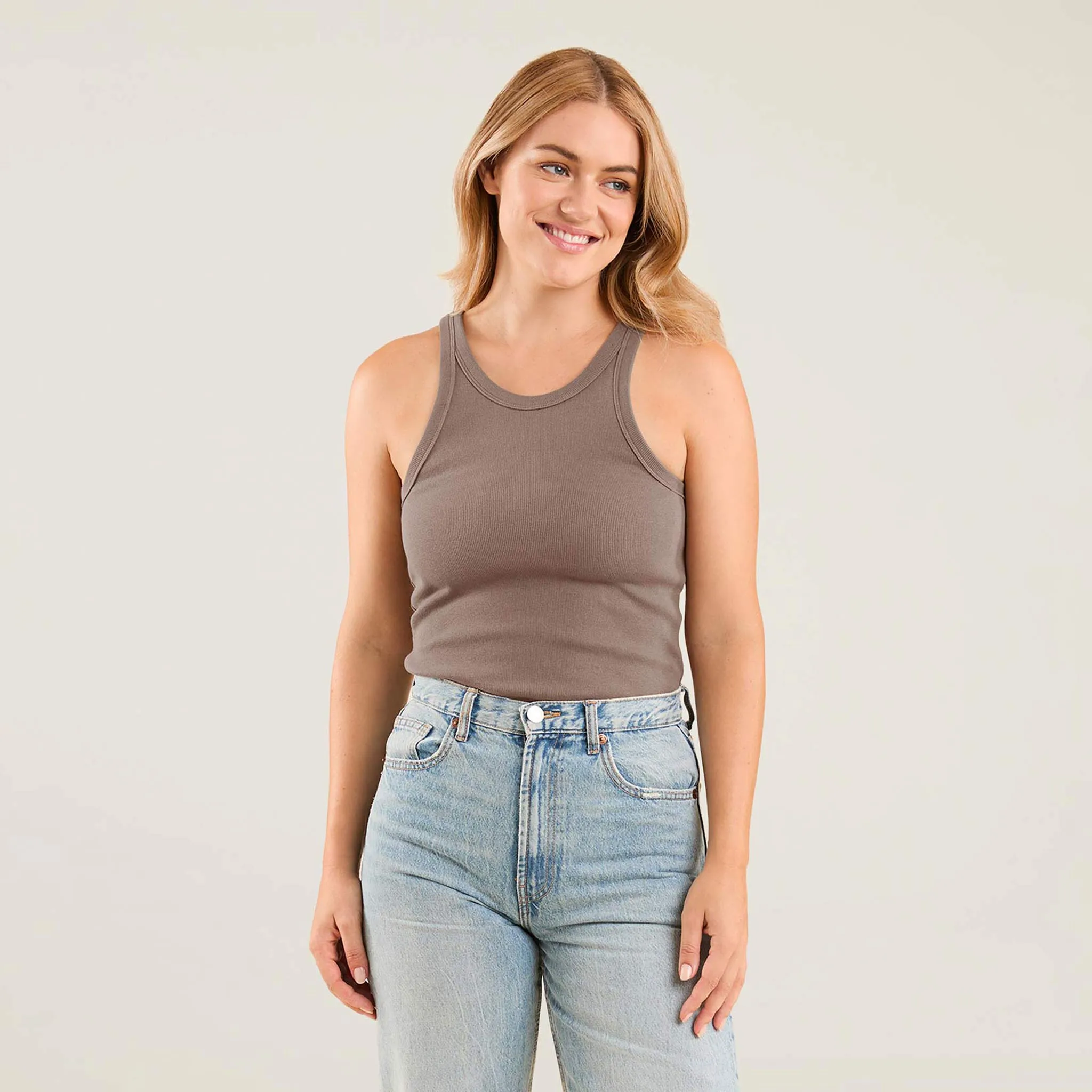 Essential Rib Tank Top | Mocha