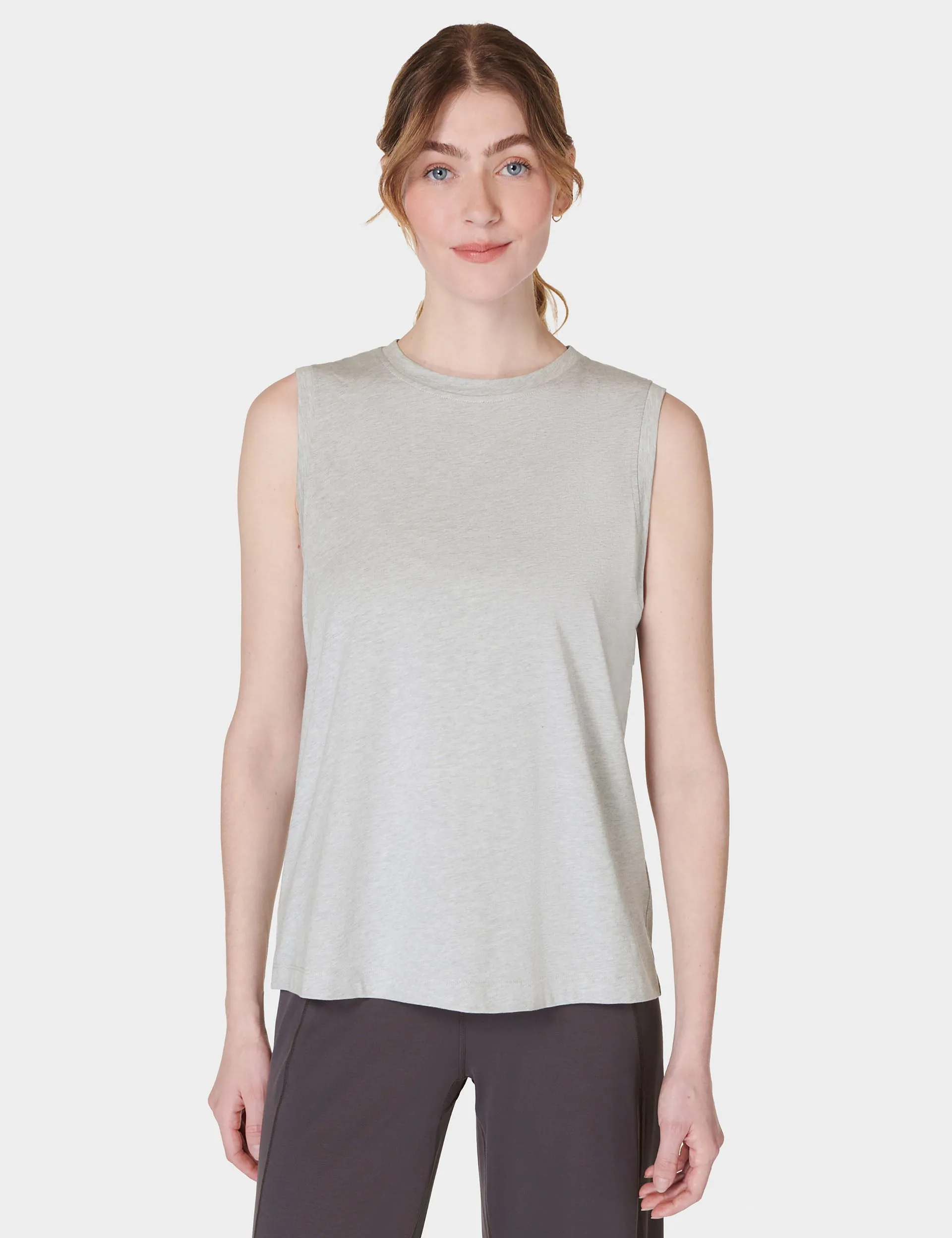 Essential Sleeveless Vest - Light Grey Marl