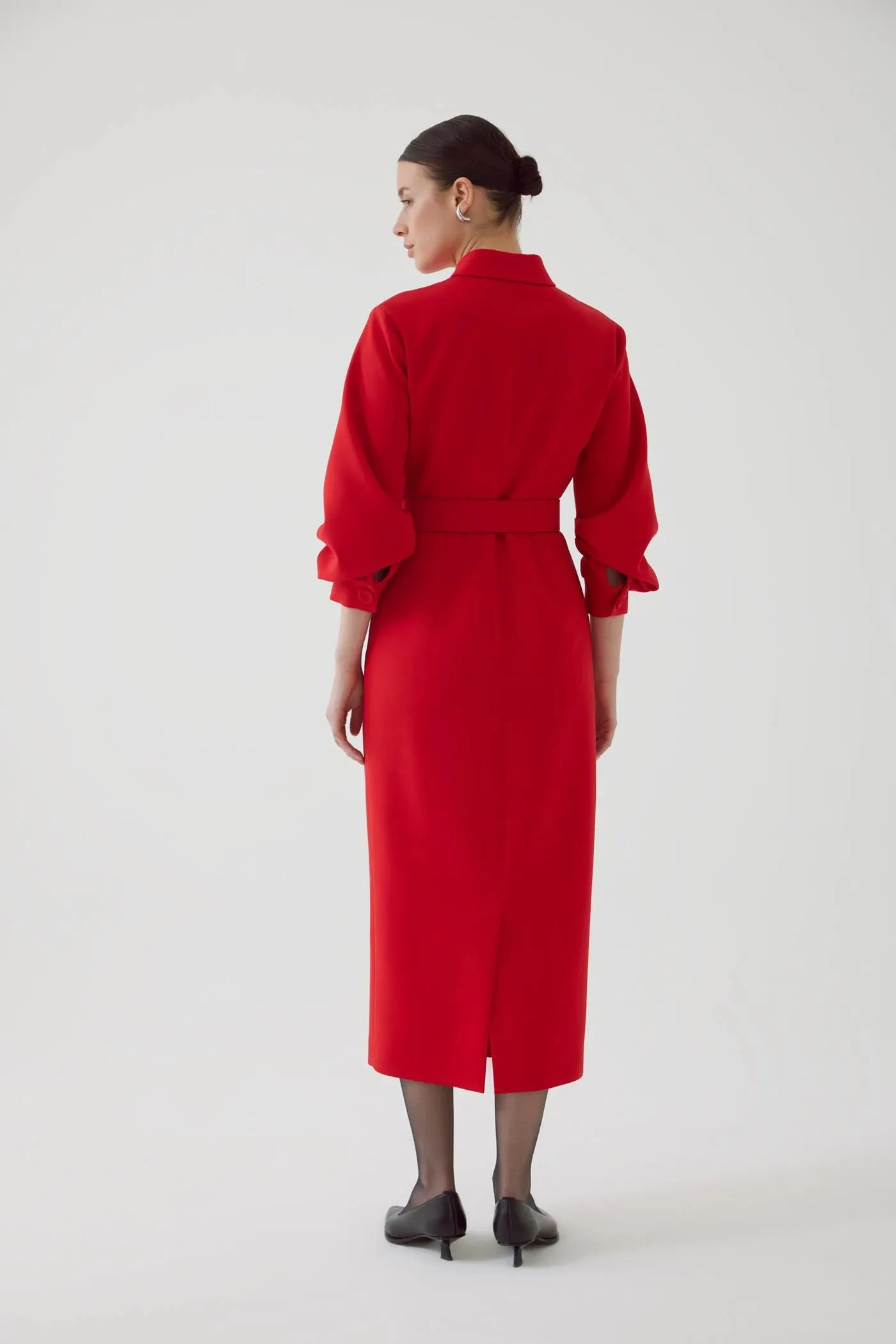 Exquise Adler Red Belted Shirt Dress