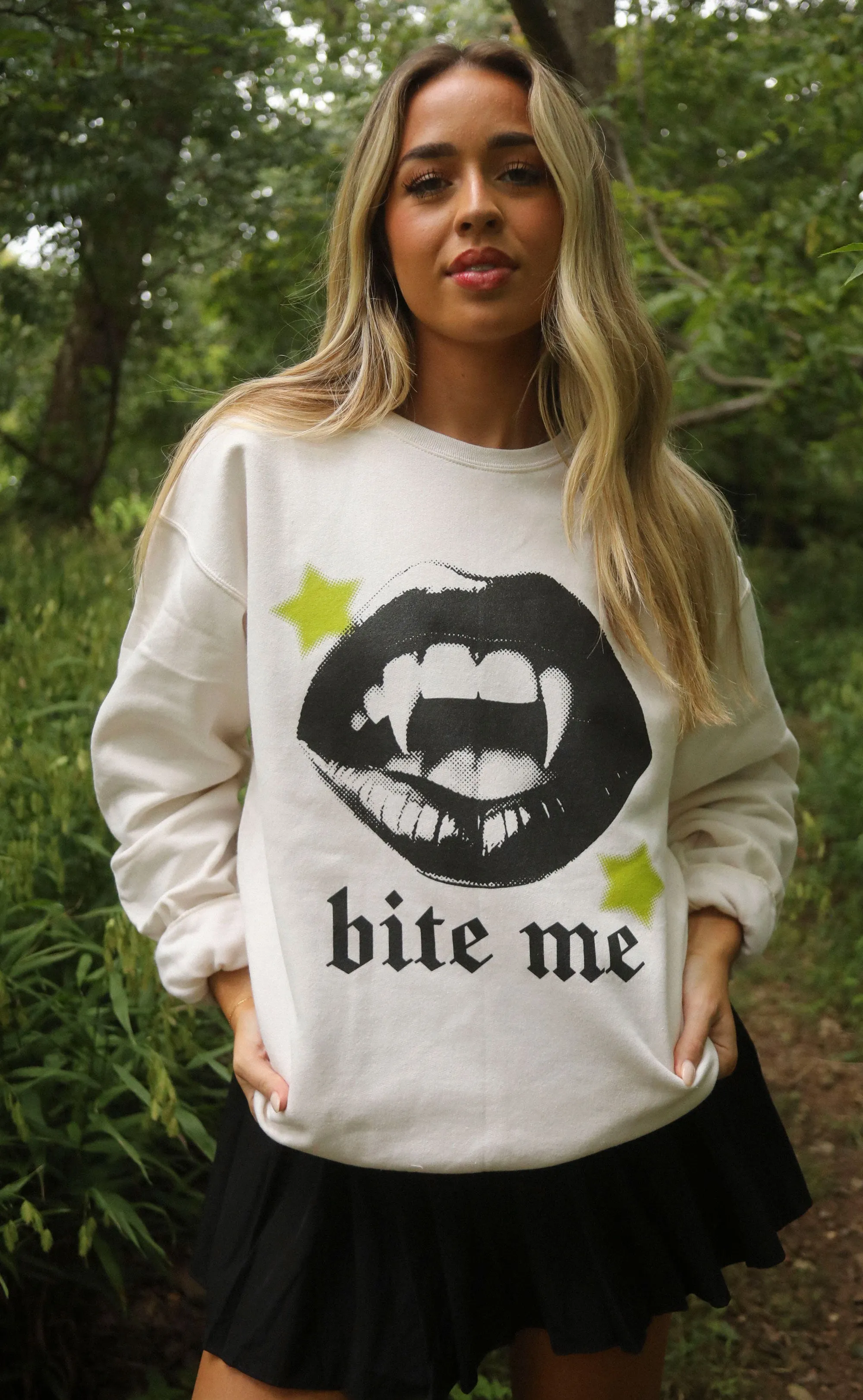 friday   saturday: bite me sweatshirt