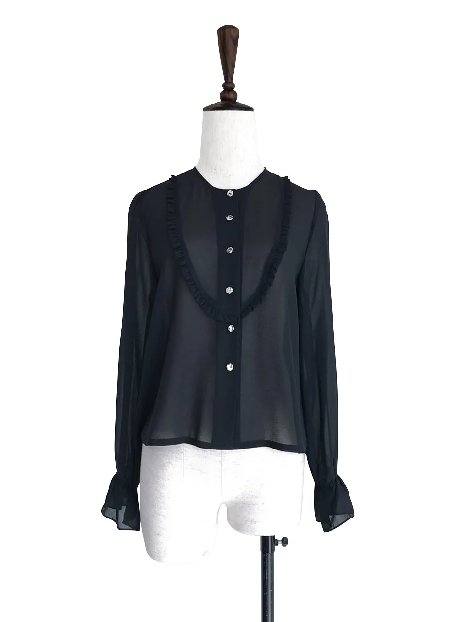 Further Sale! Simply Black Ruffle Chiffon Blouse