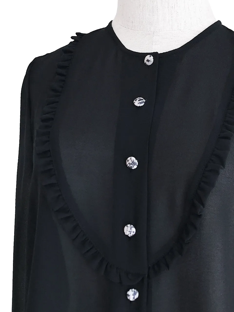 Further Sale! Simply Black Ruffle Chiffon Blouse