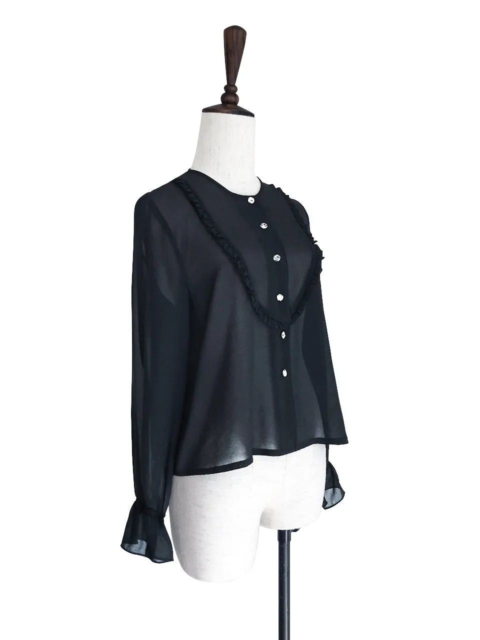 Further Sale! Simply Black Ruffle Chiffon Blouse