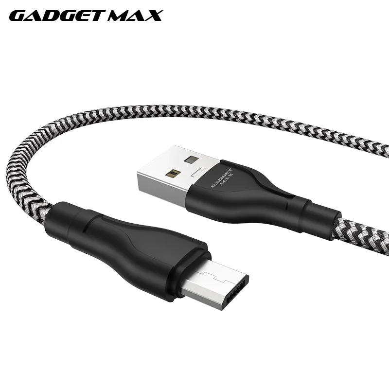 GADGET MAX GX02 MICRO 3A CHARGING DATA CABLE FOR MICRO (3A)(1M) - BLACK WHITE