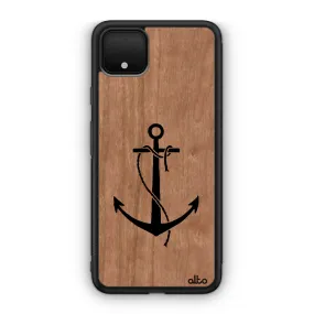 Google Pixel 6, 6Pro, 5A Wooden Case - Anchor Design | Cherry Wood |Lightweight, Hand Crafted, Carved Phone Case