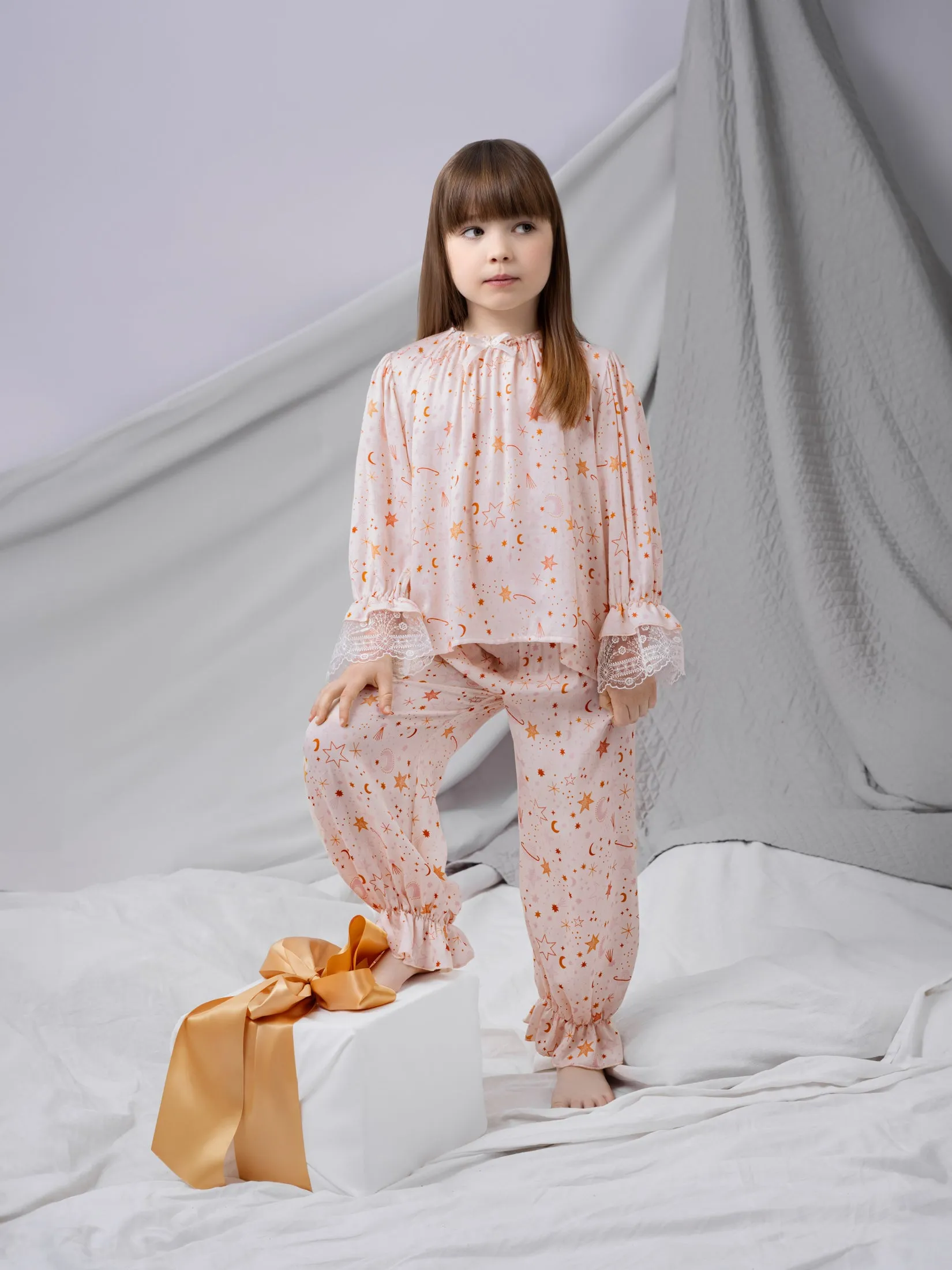 GRACE - GIRLS' PYJAMA PINK STARS