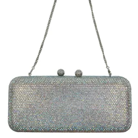 HANDBAG Rhinestone Convertible Clutch Evening Bag - Silver New w/Out Tags