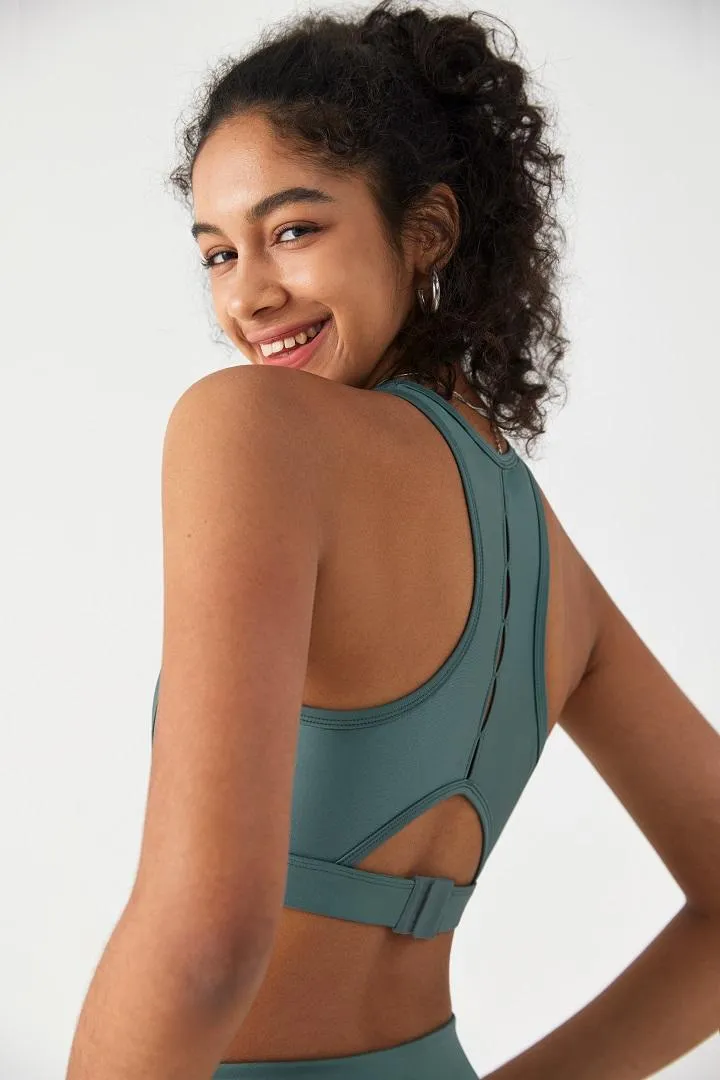 HiTense™ High Support Laser-Cut Sports Bra-Lt Teal