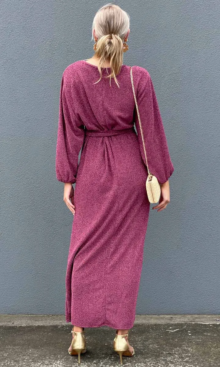 HOSS Glam Wrap Dress - Raspberry