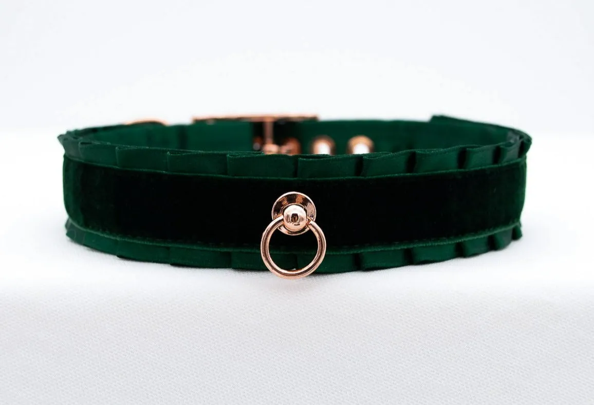 Hunter Green Velvet BDSM Collar