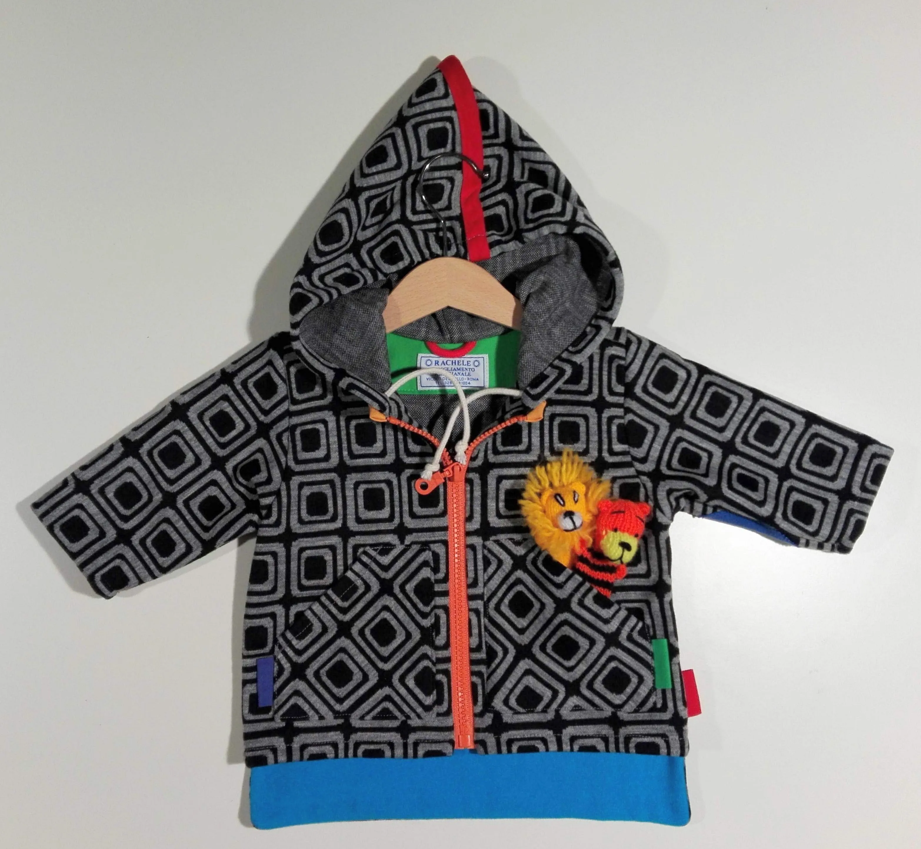 Jacket in mixed cotton and wool with hood