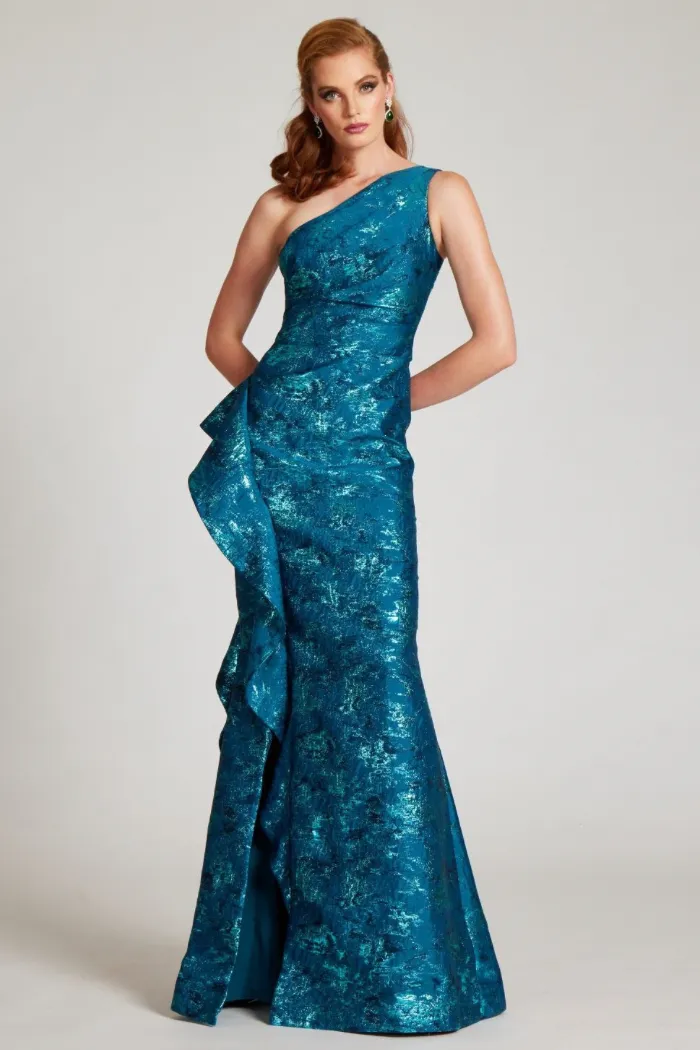 Jacquard One Shoulder Gown