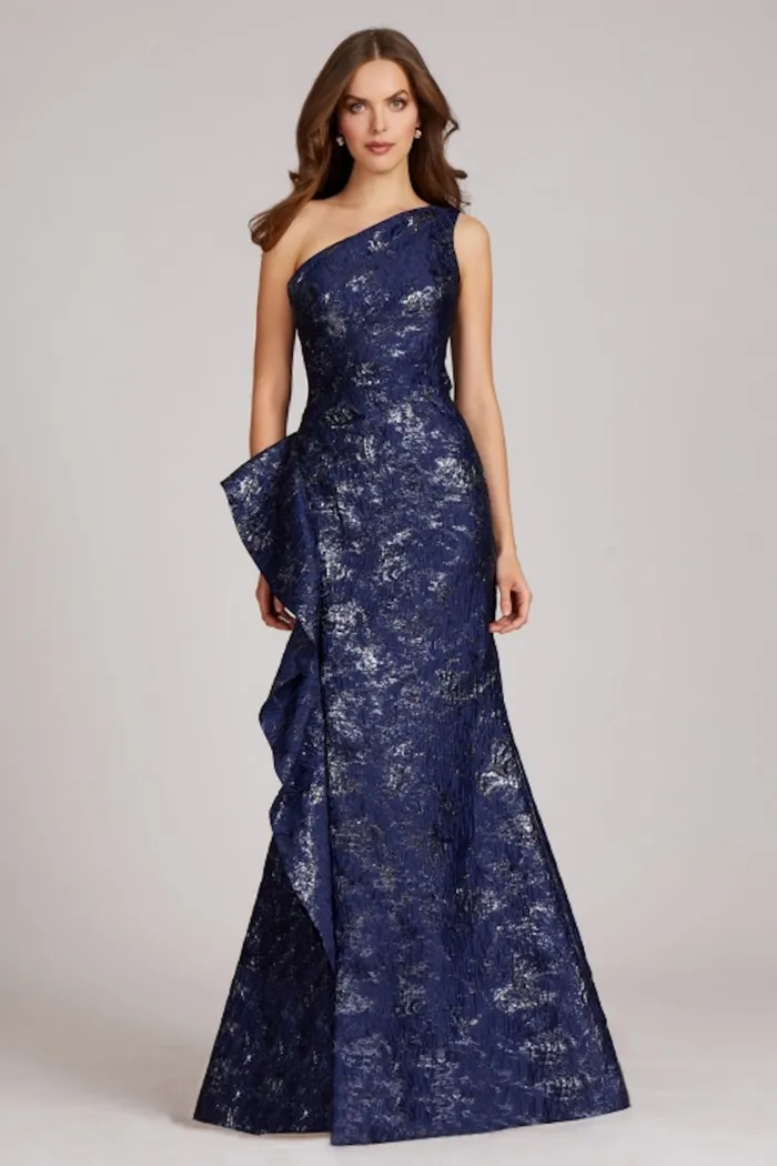 Jacquard One Shoulder Gown