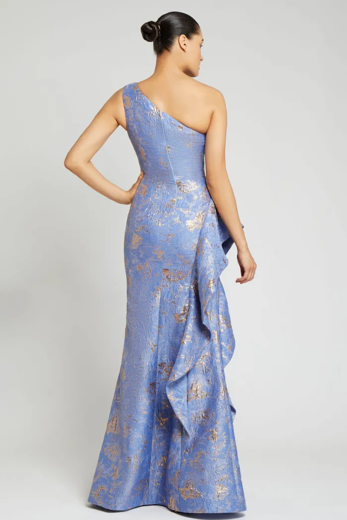 Jacquard One Shoulder Gown