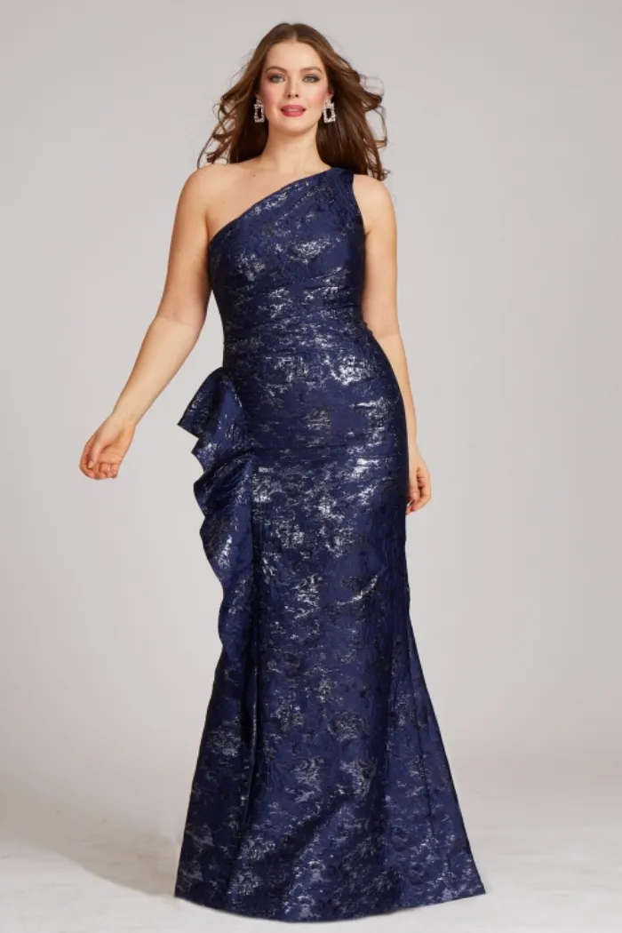 Jacquard One Shoulder Gown