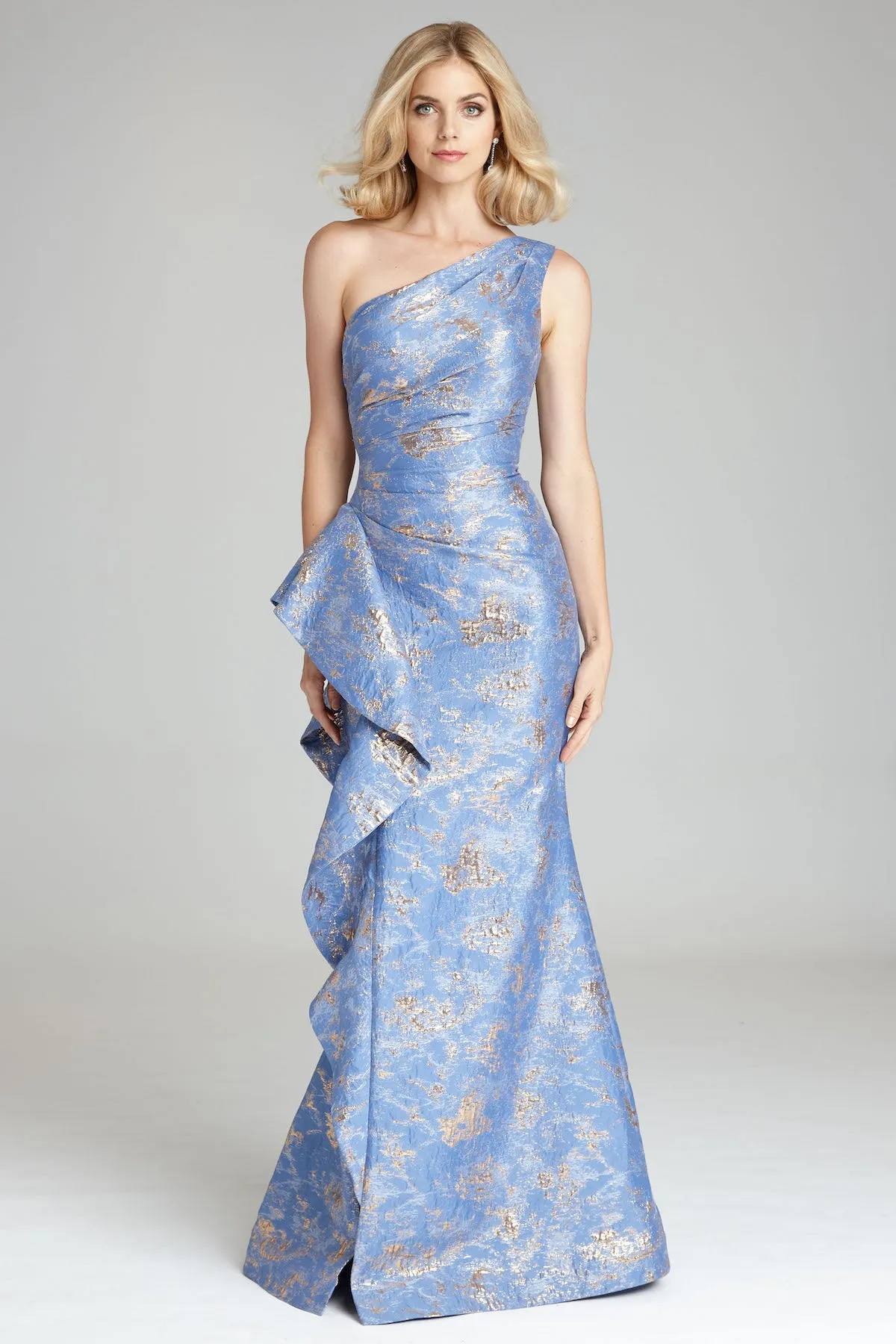 Jacquard One Shoulder Gown