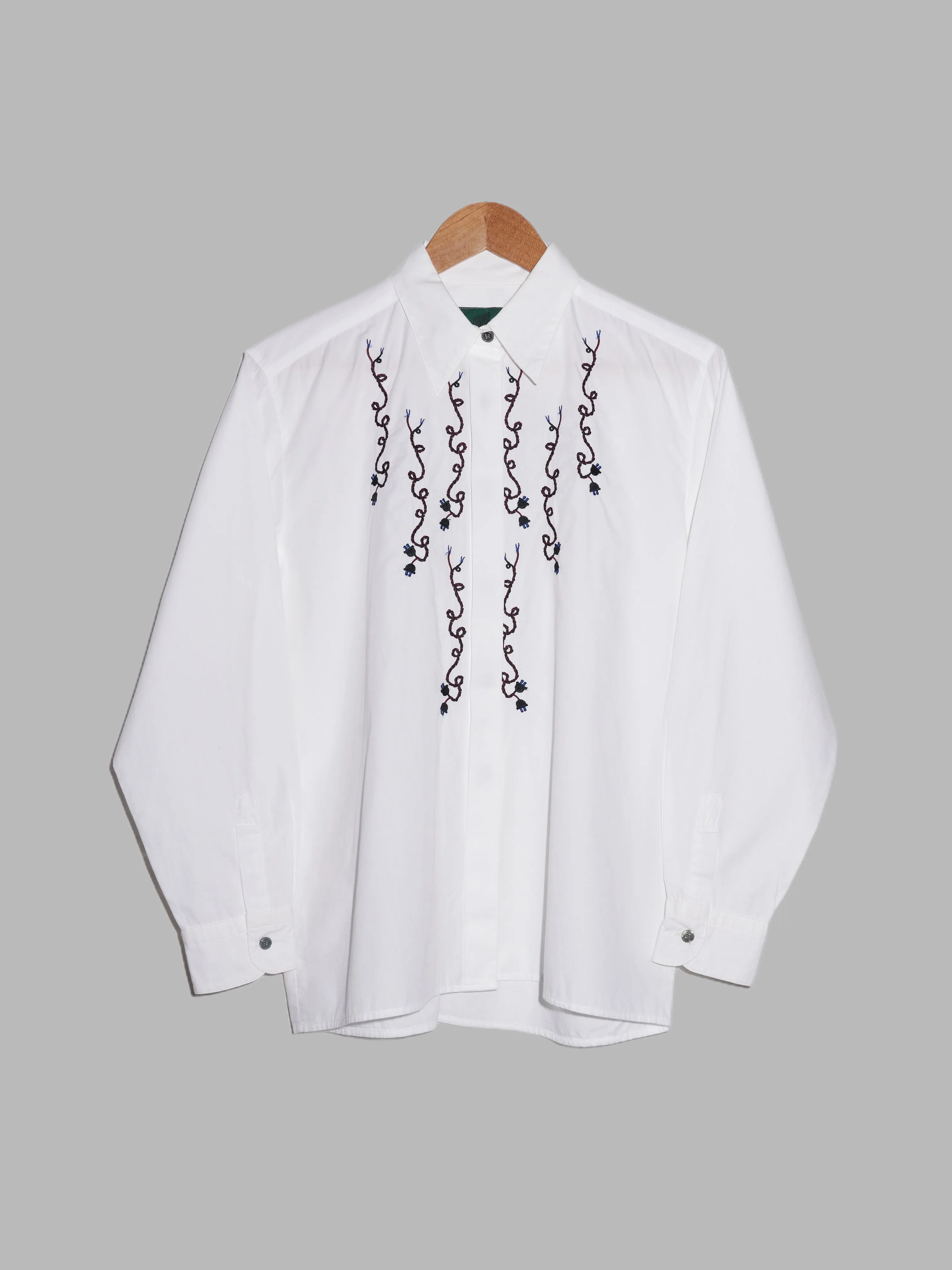 Jean Paul Gaultier Junior 1980s white cotton shirt with embroidered power cords