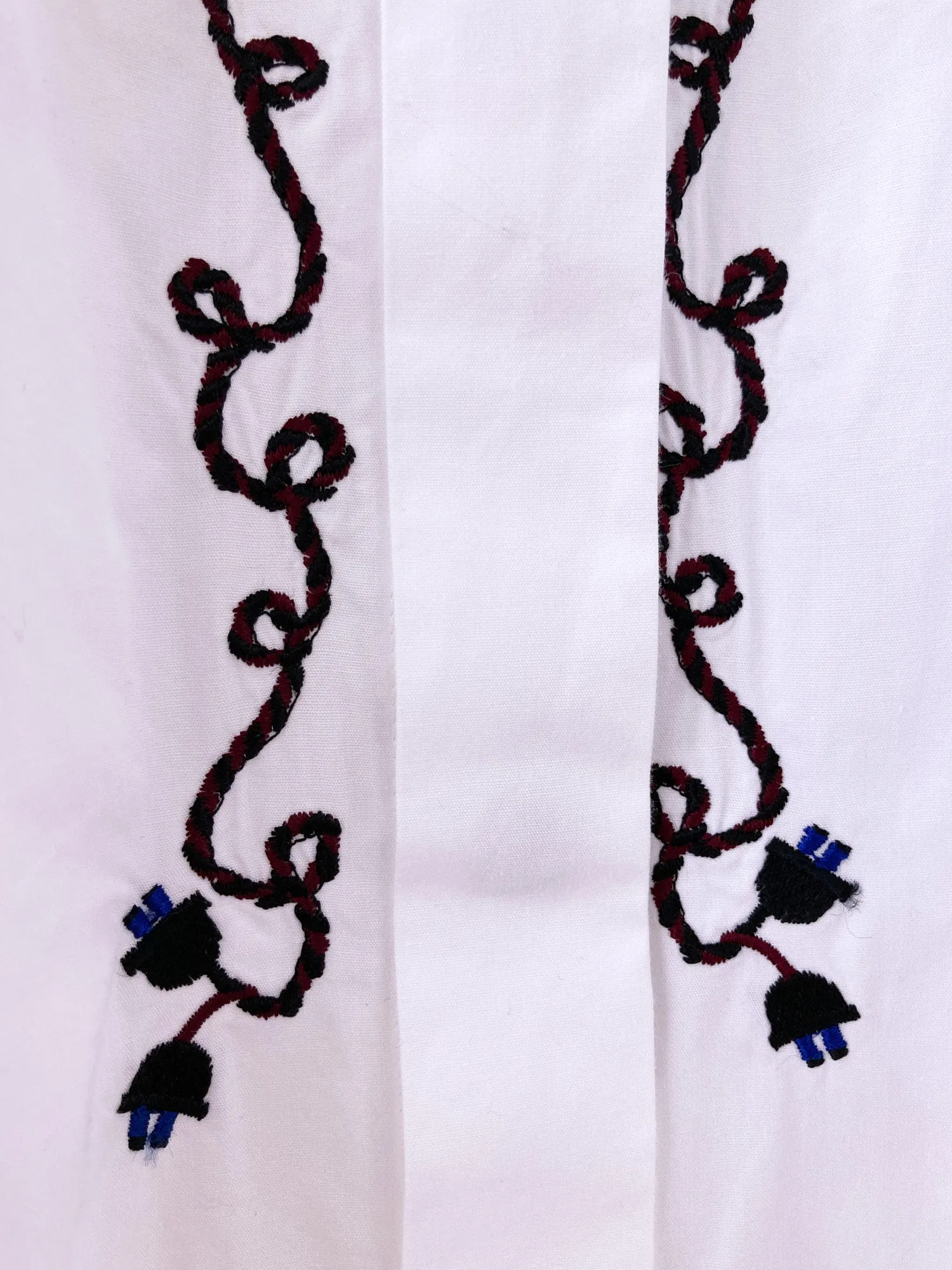 Jean Paul Gaultier Junior 1980s white cotton shirt with embroidered power cords