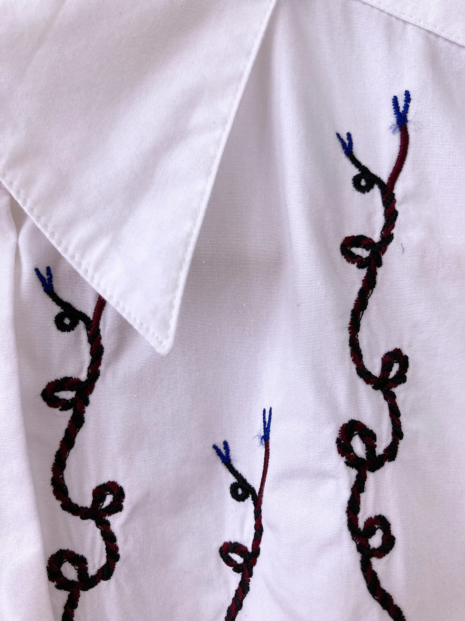 Jean Paul Gaultier Junior 1980s white cotton shirt with embroidered power cords