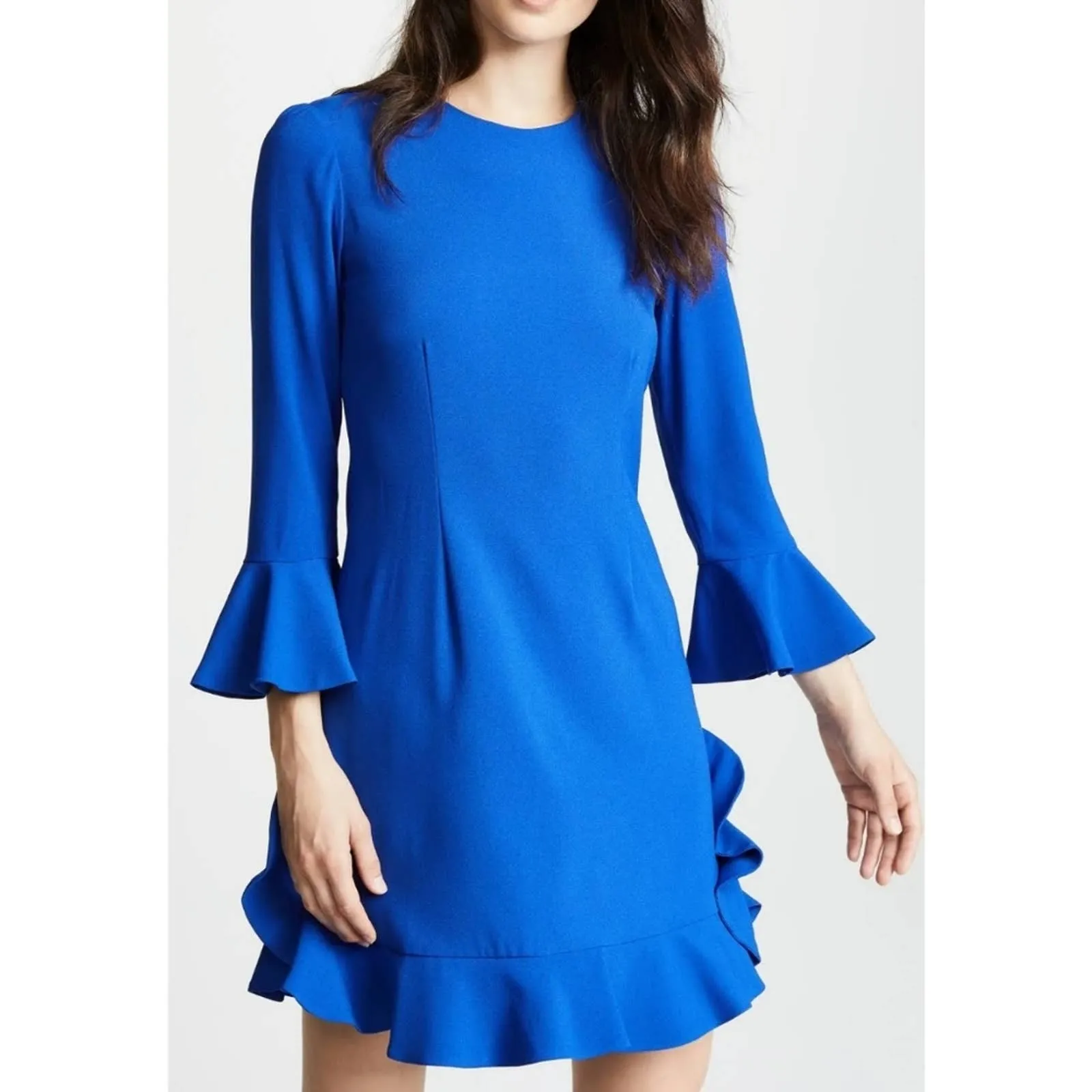 Jill Jill Stuart Bell Sleeve Ruffle Detail Sheath Dress Blue